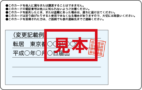 住民基本台帳カード（コピー）画像