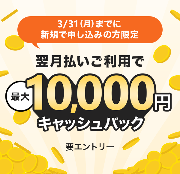 331ijj܂łɐVKŐ\݂̕ pōő10,000~LbVobN vGg[