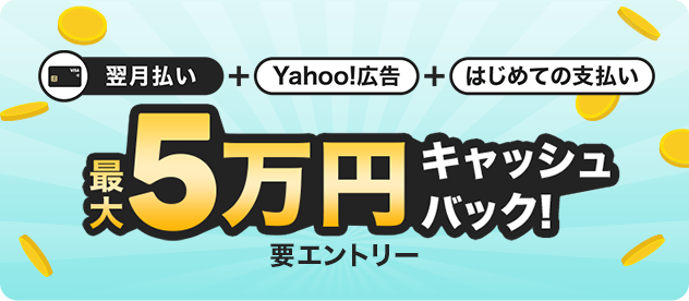 ���������{Yahoo!�L���{�͂��߂Ă̎x���� �ő�5���~�L���b�V���o�b�N�I �v�G���g���[