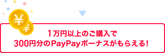 1万円以上のご購入で300円分のPayPayボーナスがもらえる!