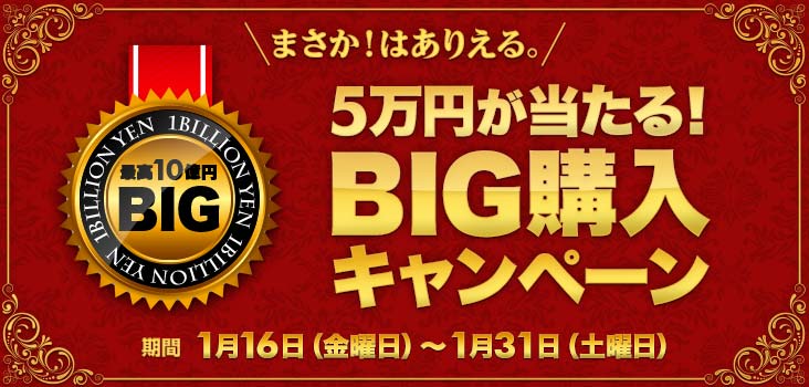 ܂I͂肦B ō10~BIG 5~I BIGwLy[ 116ijj131iyjj