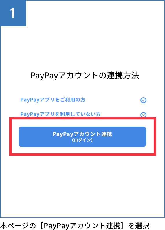 1 本ページの［PayPayアカウント連携］を選択