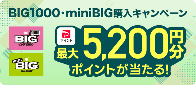 ビッグ1000・ミニビッグ購入キャンペーン 最大5,200円分PayPayポイントが当たる!